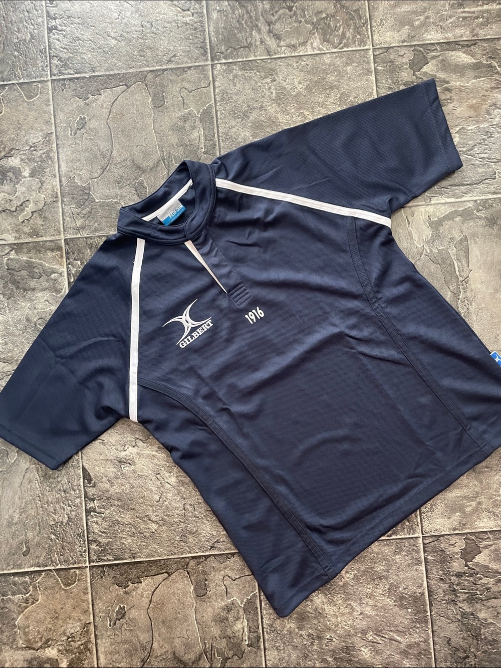 GILBERT RUGBY Navy Short-Sleeve Men’s Sporty Athletic Jersey Shirt